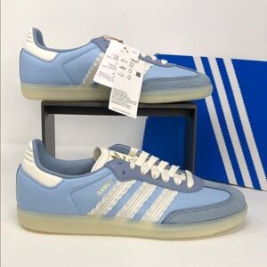 Adidas Women’s Samba OG JR8829 Clear Sky Tactile Blue Ruffle Sneakers - Size 7.5